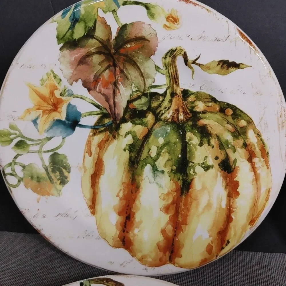 4 PC Set Pier 1 Pumpkin Patch Squash Autumn Fall Salad/Luncheon Plate
